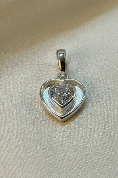 Solid Silver Heart CZ Pendant specially made for fitting Resin