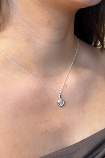 Solid Silver Heart CZ Pendant specially made for fitting Resin
