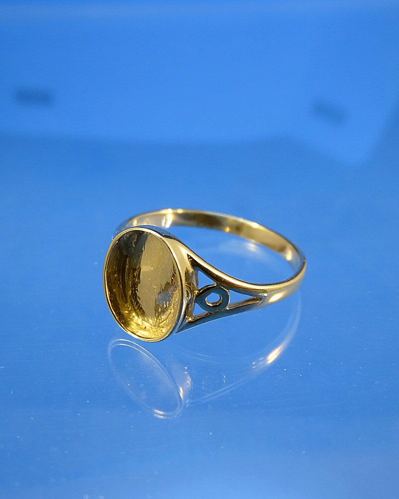 Solid Gold Ring Take 10x8 Cabochon Or Resin