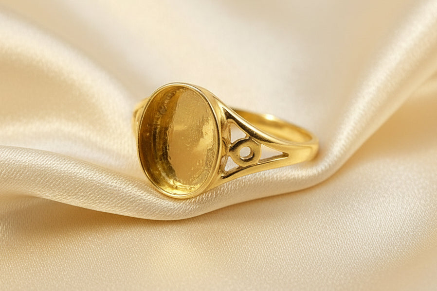 Solid Gold Ring Take 10x8 Cabochon Or Resin