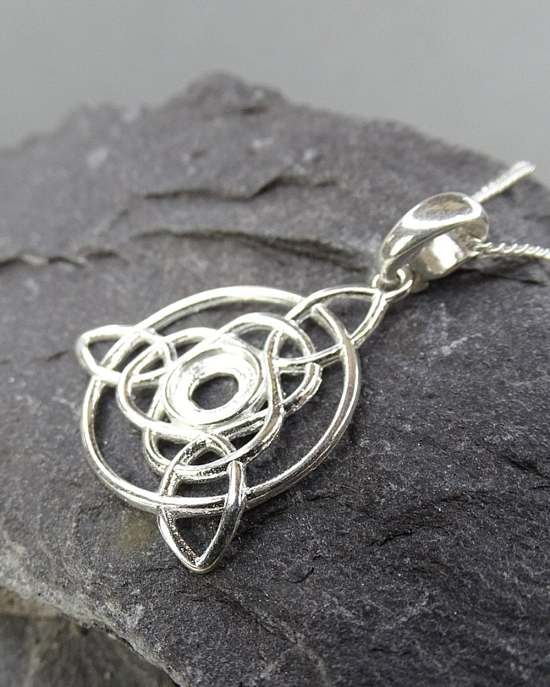 Solid silver Celtic Style Pendant To FIT 6mm Cabochon