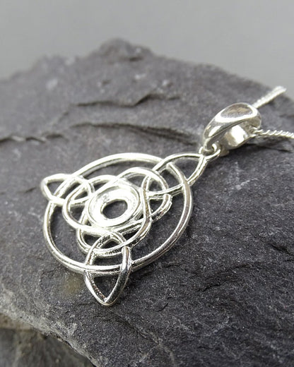 Solid silver Celtic Style Pendant To FIT  6mm Cabochon