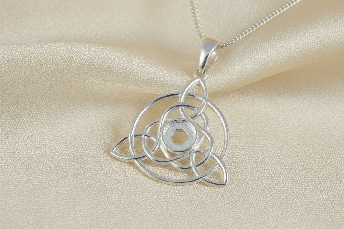 Solid silver Celtic Style Pendant To FIT 6mm Cabochon
