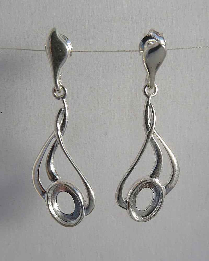 Solid Silver Fancy Drop Earrings To Fit 8x6 Cabochons