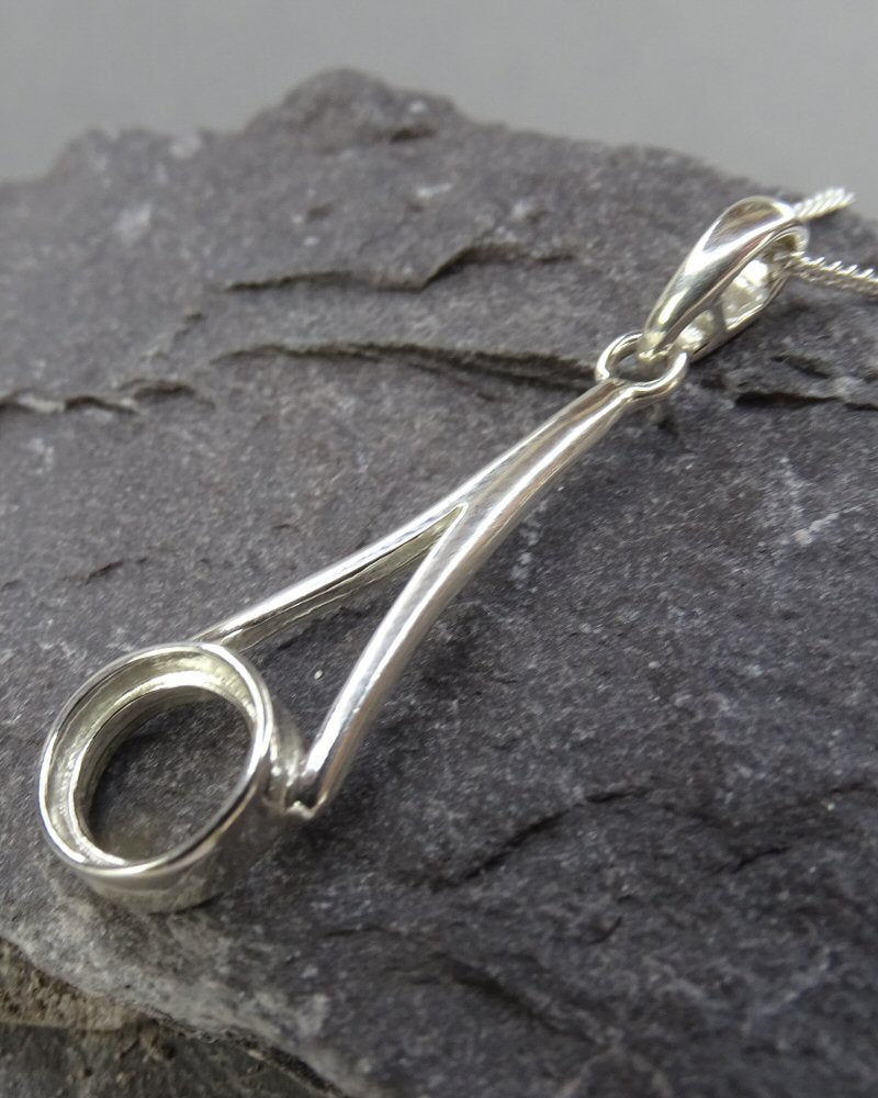 Silver Pendant Mount For 8mm Stone Or Cabochon