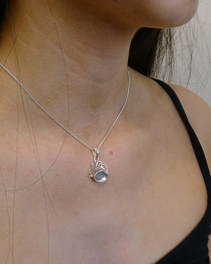 Solid silver fob pendant blank for two 10x8 cabochons or resin