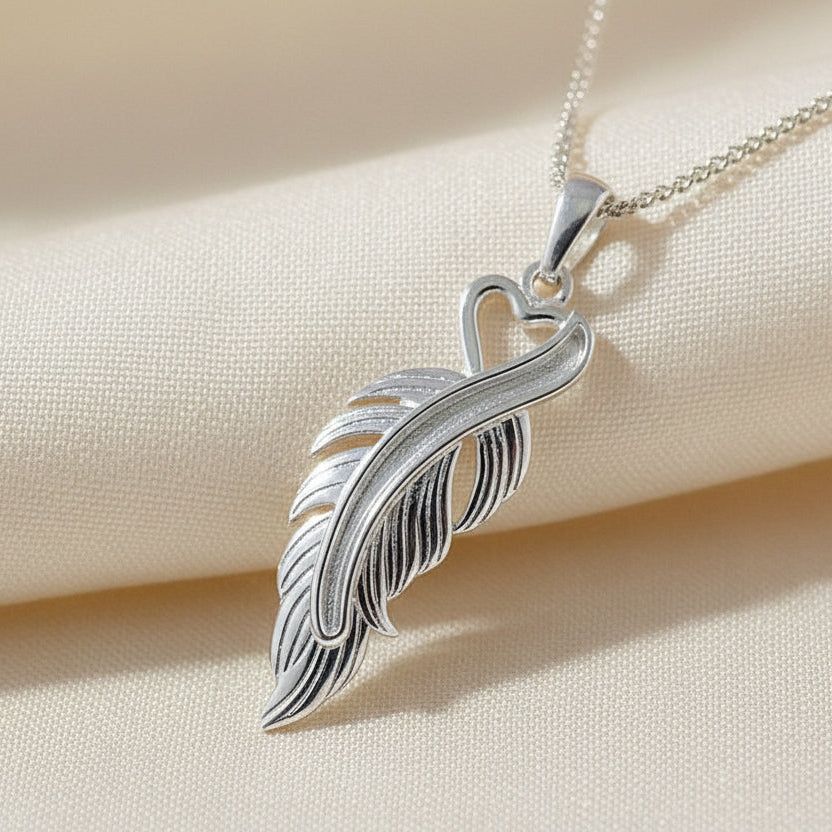 silver feather pendant for resin