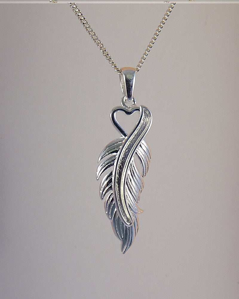 Solid Silver Feather Pendant Can be Used With Resin