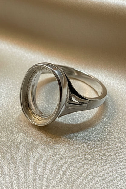 Classic Style solid silver ring setting for a 14x10 cabochon