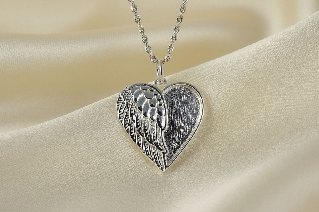 Silver heart pendant for memorial ashes