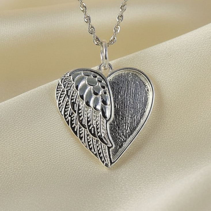 Silver heart pendant for memorial ashes