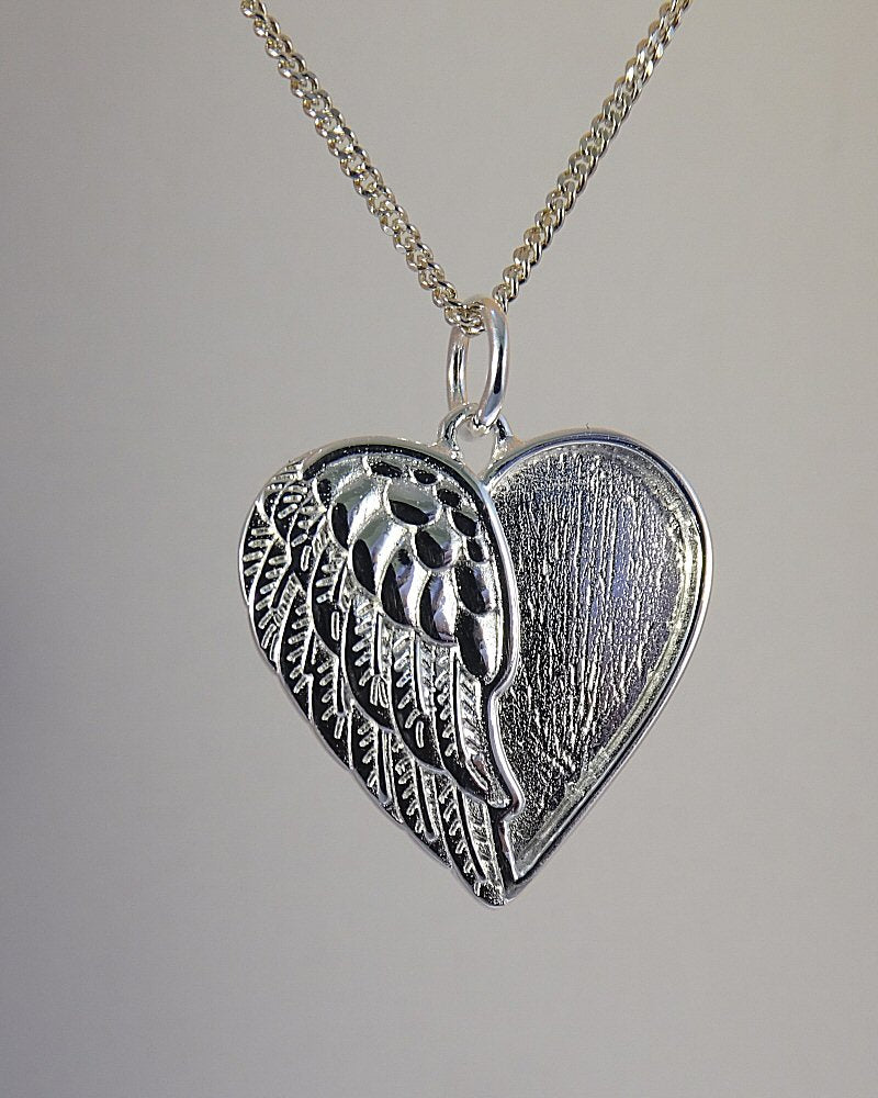 Winged Angel Heart Pendant Solid Silver Suitable For Resin