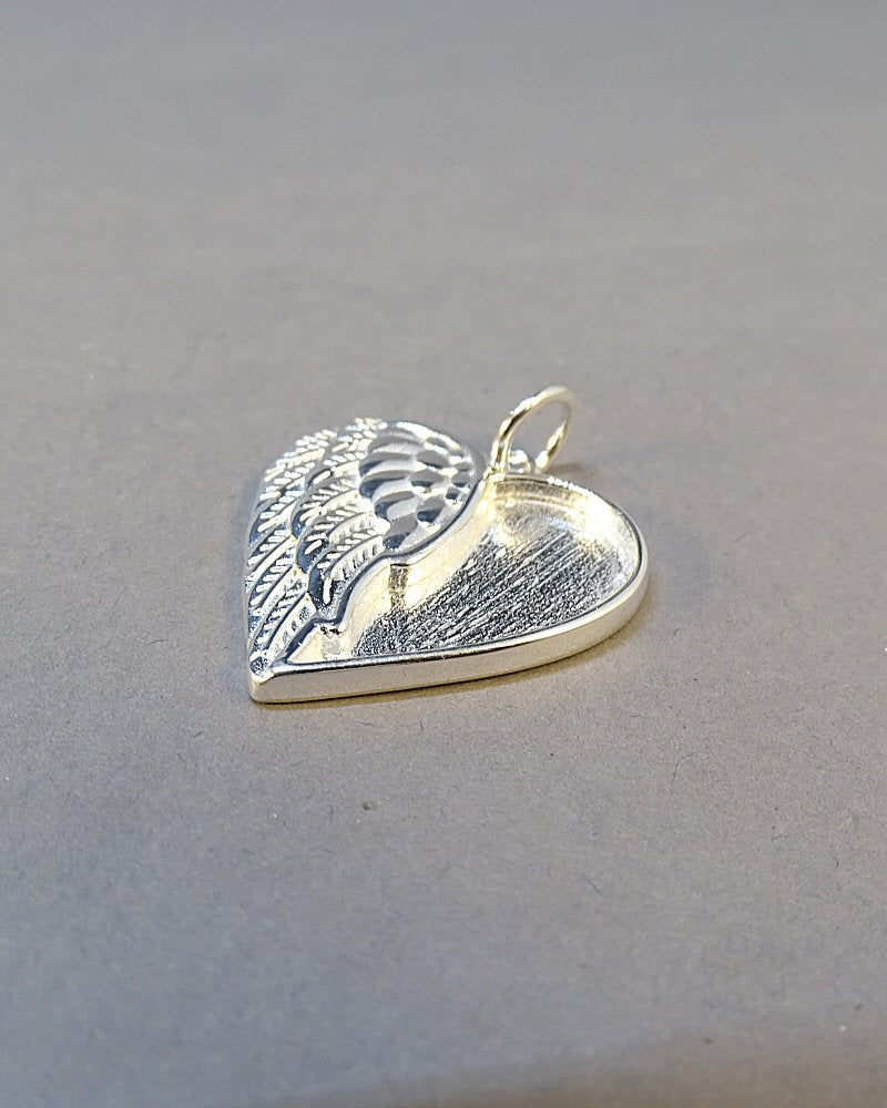 Winged Angel Heart Pendant Solid Silver Suitable For Resin