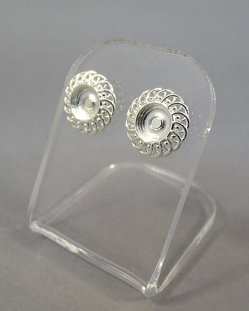 Silver Fillagree Style Stud for 6mm