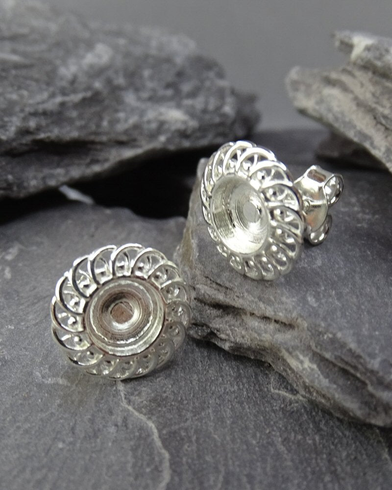 Silver Fillagree Style Stud for 6mm