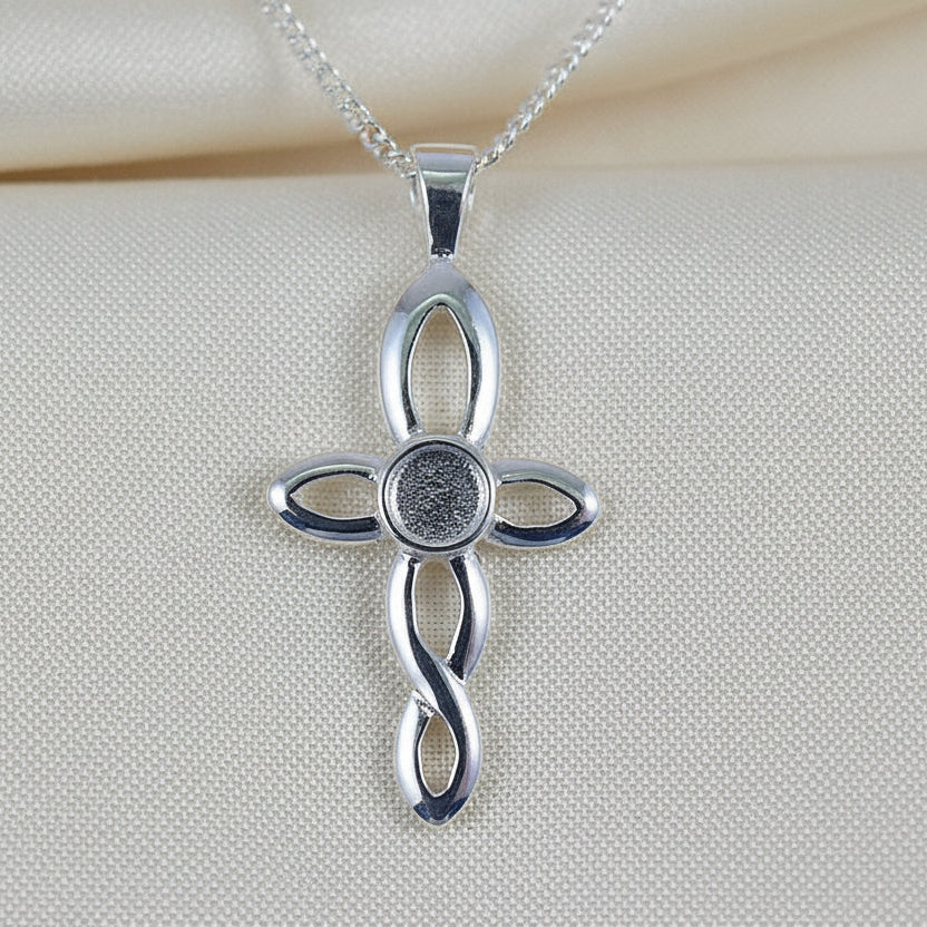 dainty silver cross to fit cabchon