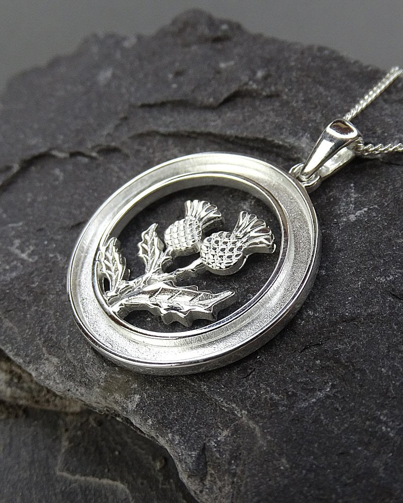 Silver Thistle Pendant with a circular Channel For Resin
