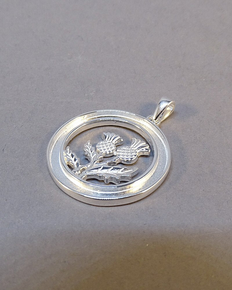 Silver Thistle Pendant with a circular Channel For Resin