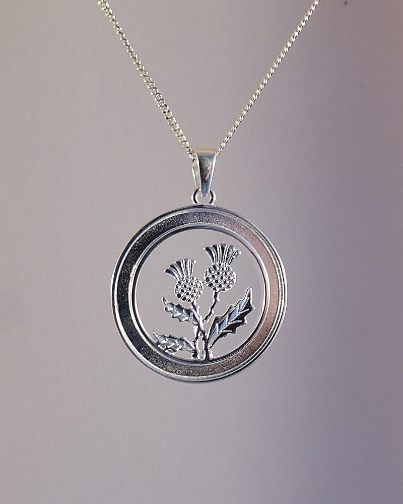 Silver Thistle Pendant with a circular Channel For Resin