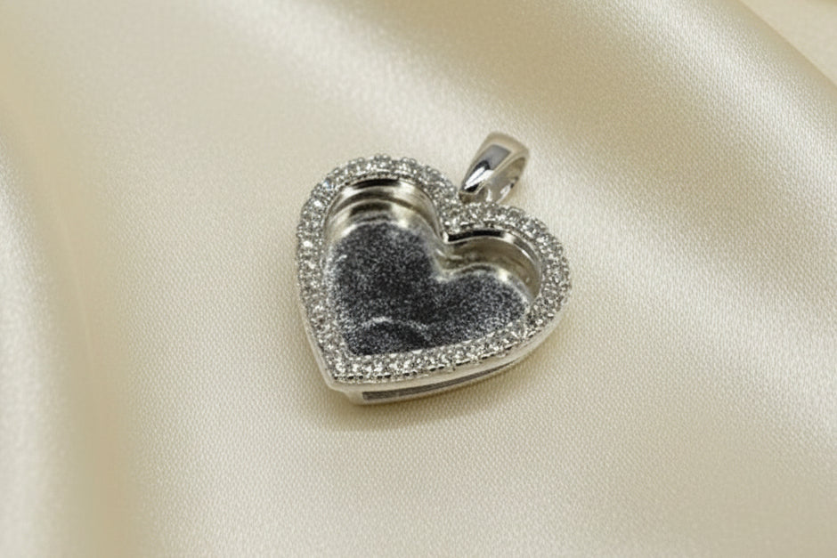 Solid Silver Two Part Articulated Heart Pendant  Suitable for resin