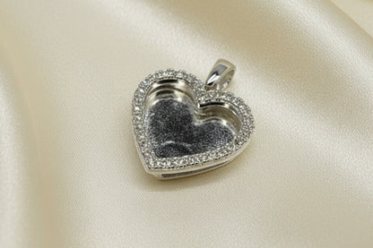 Solid Silver Two Part Articulated Heart Pendant  Suitable for resin