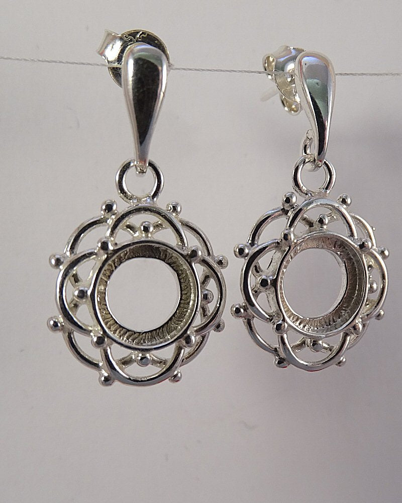 Silver Drop Earring To Fit 8mm Cabochon