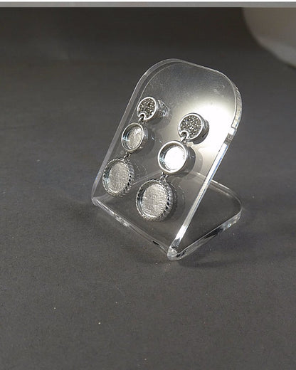 Solid silver drop earring for 6mm &amp; 8mm cabochon or resin