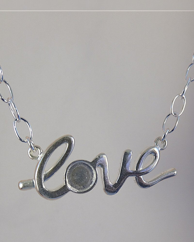 Silver Love Pendant With Chain For 6MM Cabochon Or Resin