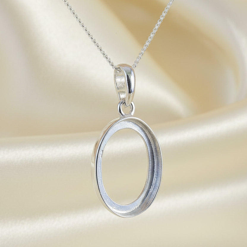 plain silver pendant for cabochon