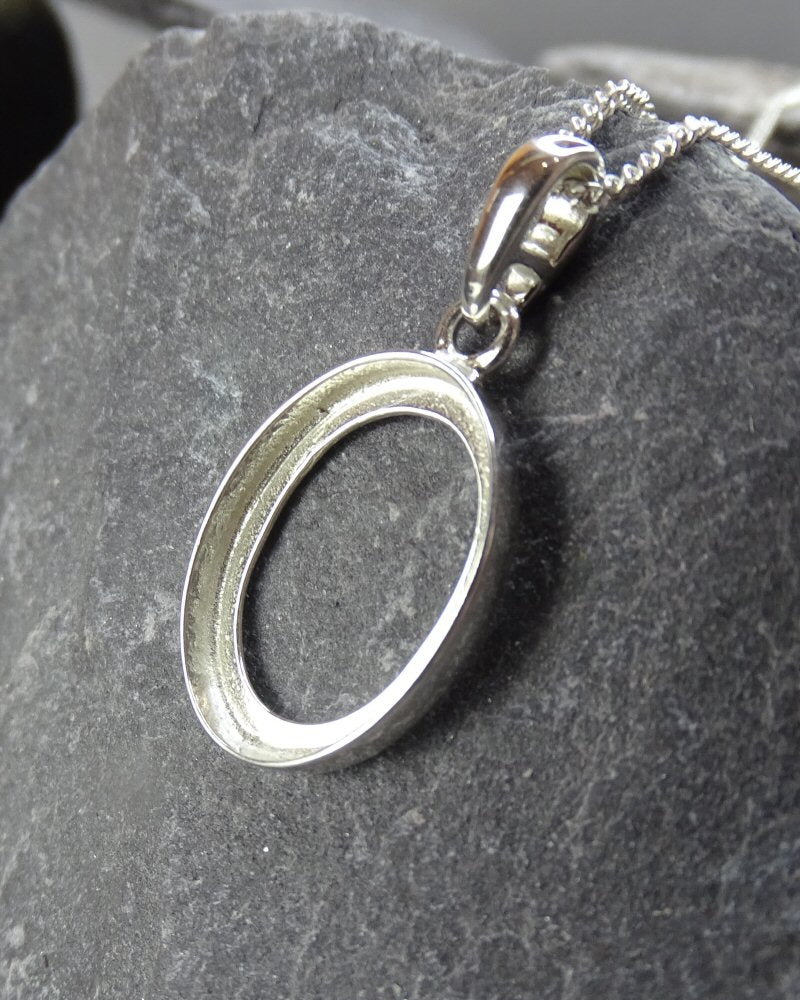 Silver Pendant Bezel For Cabochons