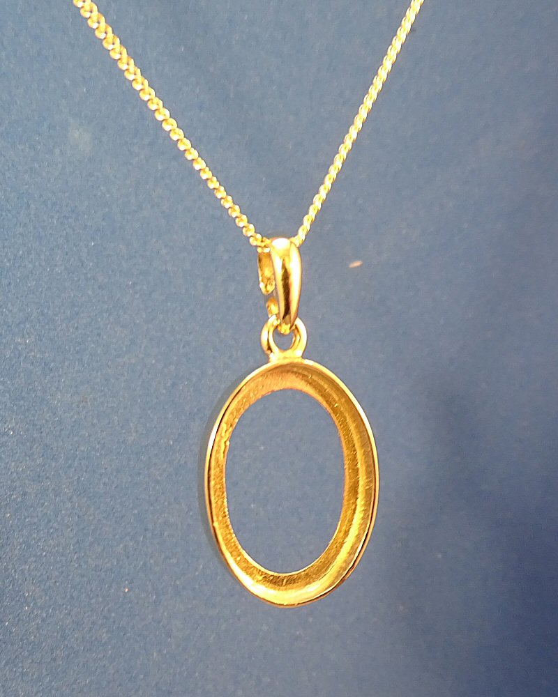 Solid Gold Plain Pendant To Fit Cabochon