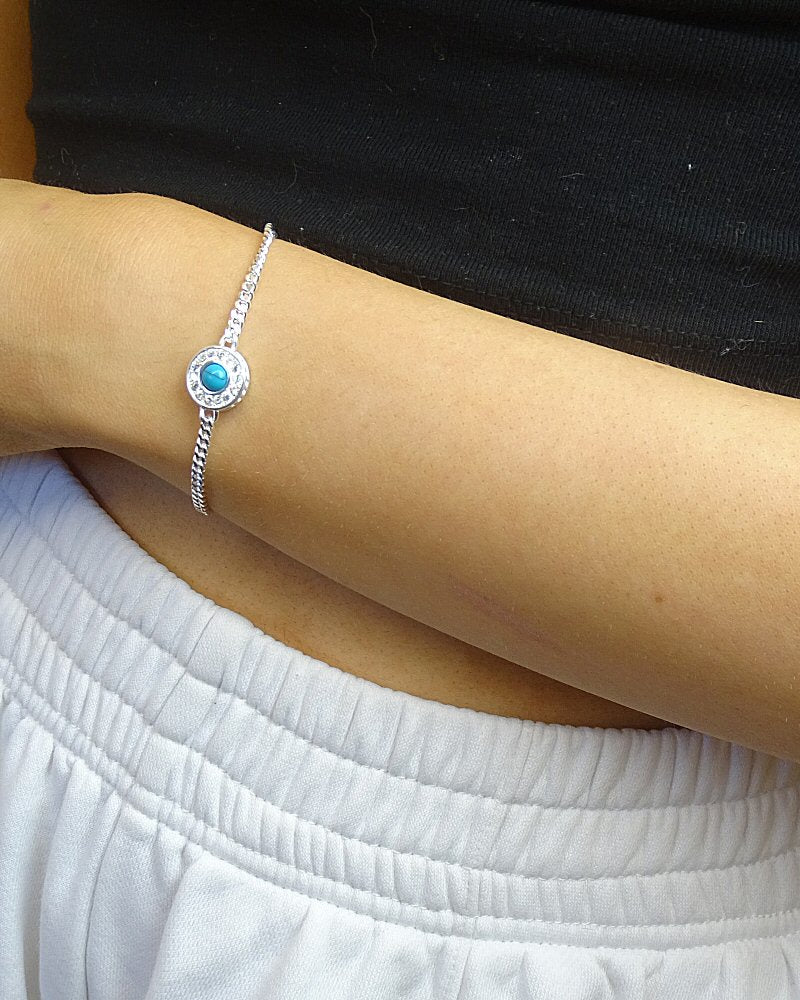 Silver Bracelet with a cz surround suitable for 5mm cabochon or resin