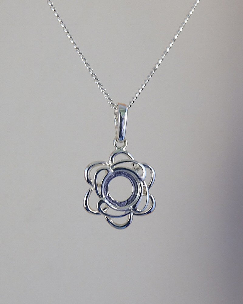 Fancy Silver Pendant Mount To Fit a 6mm cabochon