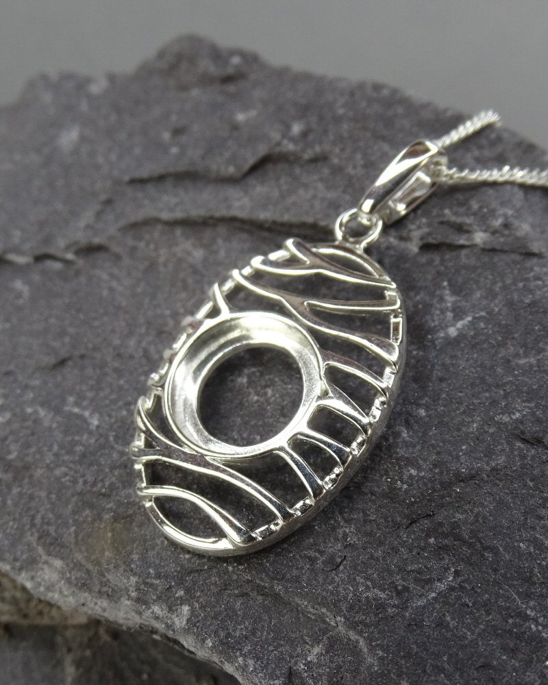 Modern Silver 925 Pendant Cabochon Setting for 10mm stone
