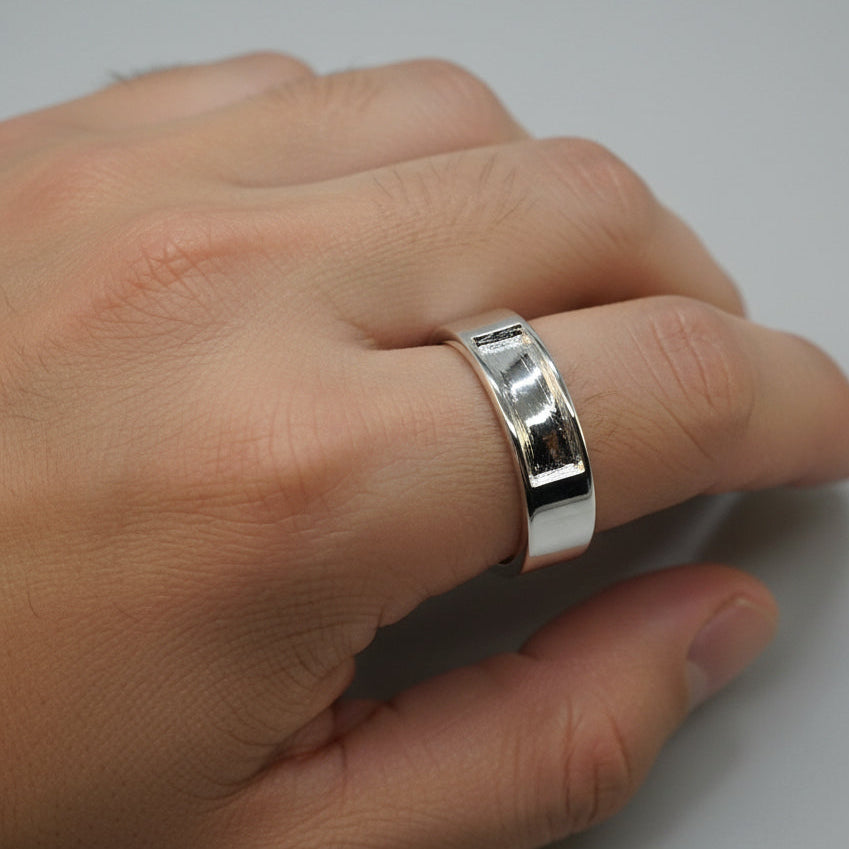Gents Silver Ring With Channel For Resin Or Stones