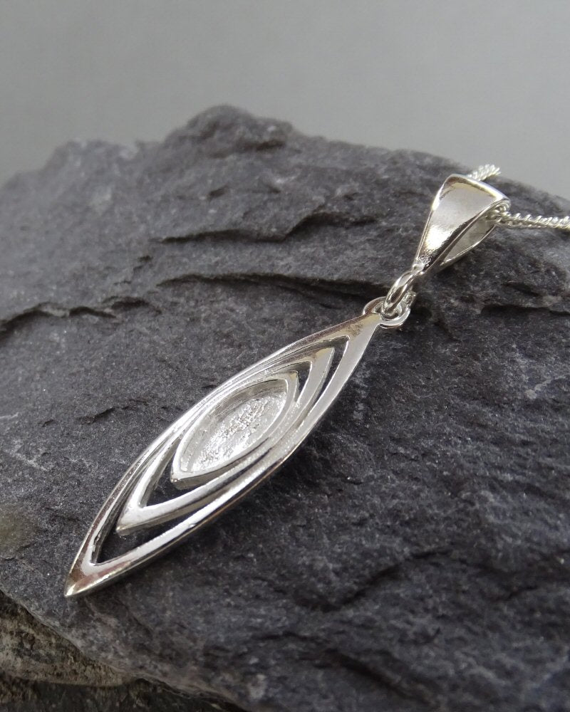 Solid Silver Modern Style Pendant Suitable For Stones Or Resin