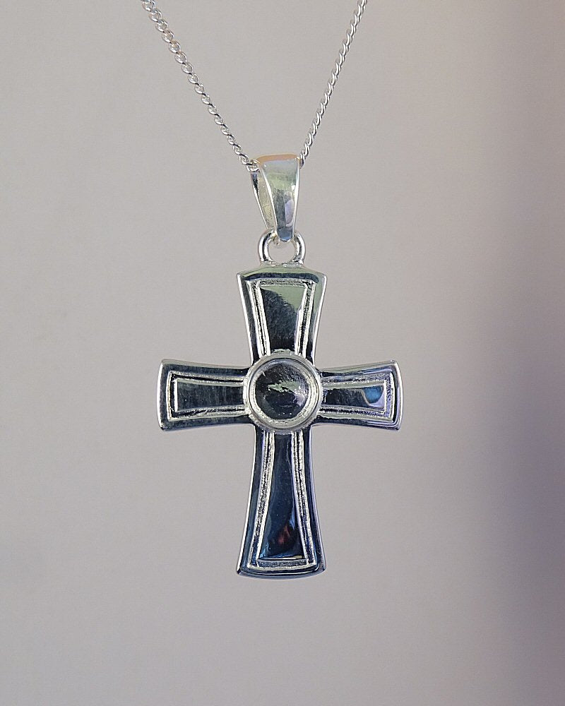 Silver Cross To Fit Cabochon 5mm