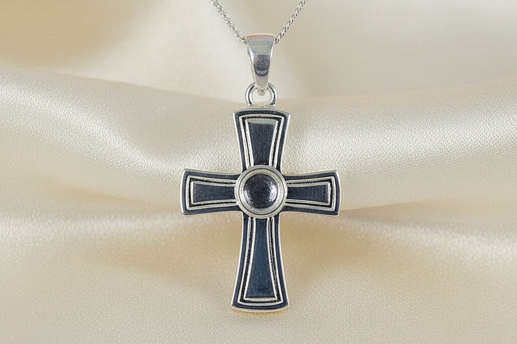 Silver Cross To Fit Cabochon 5mm