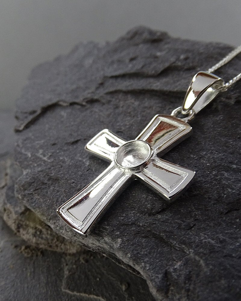 Silver Cross To Fit Cabochon 5mm