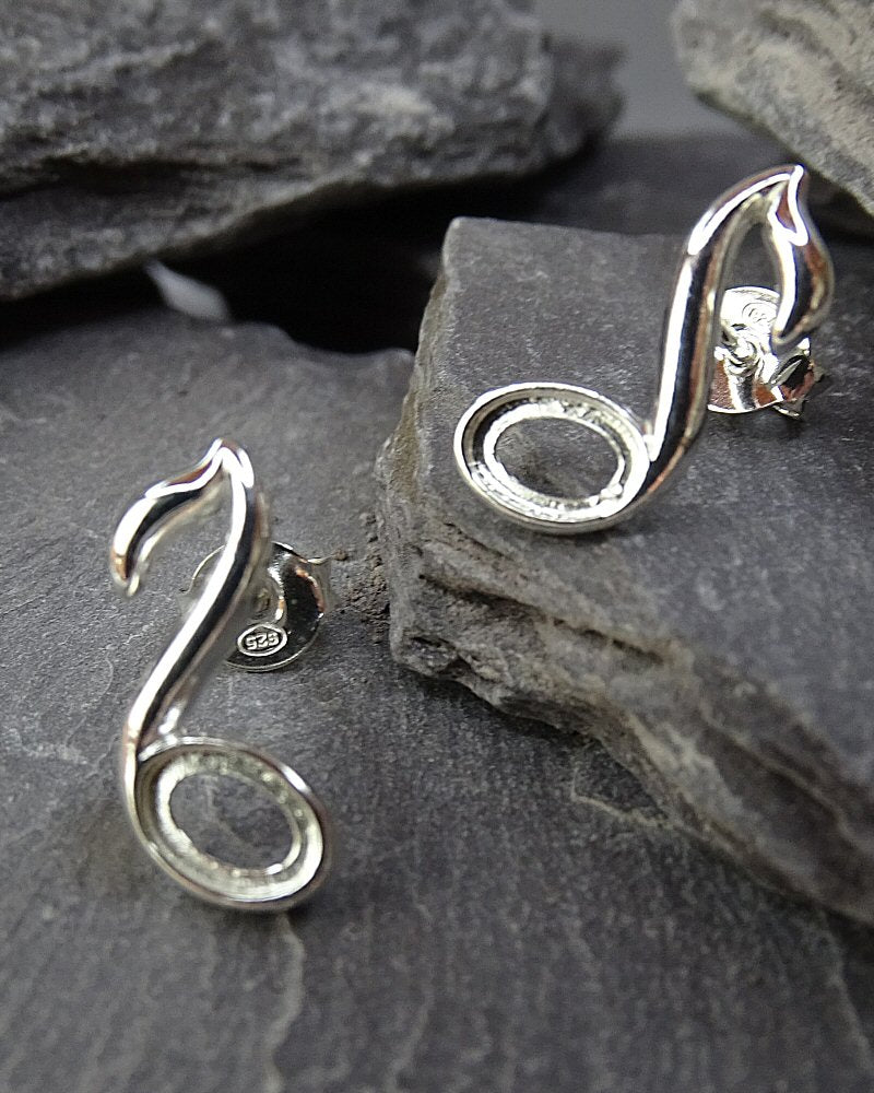 Silver Music Note Earring Setting To Fit 6x4 Stone