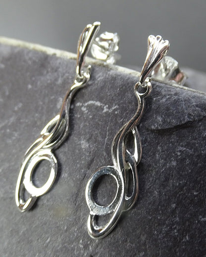 Silver Twist Drop Earrings To Fit 8x6 Cabochon