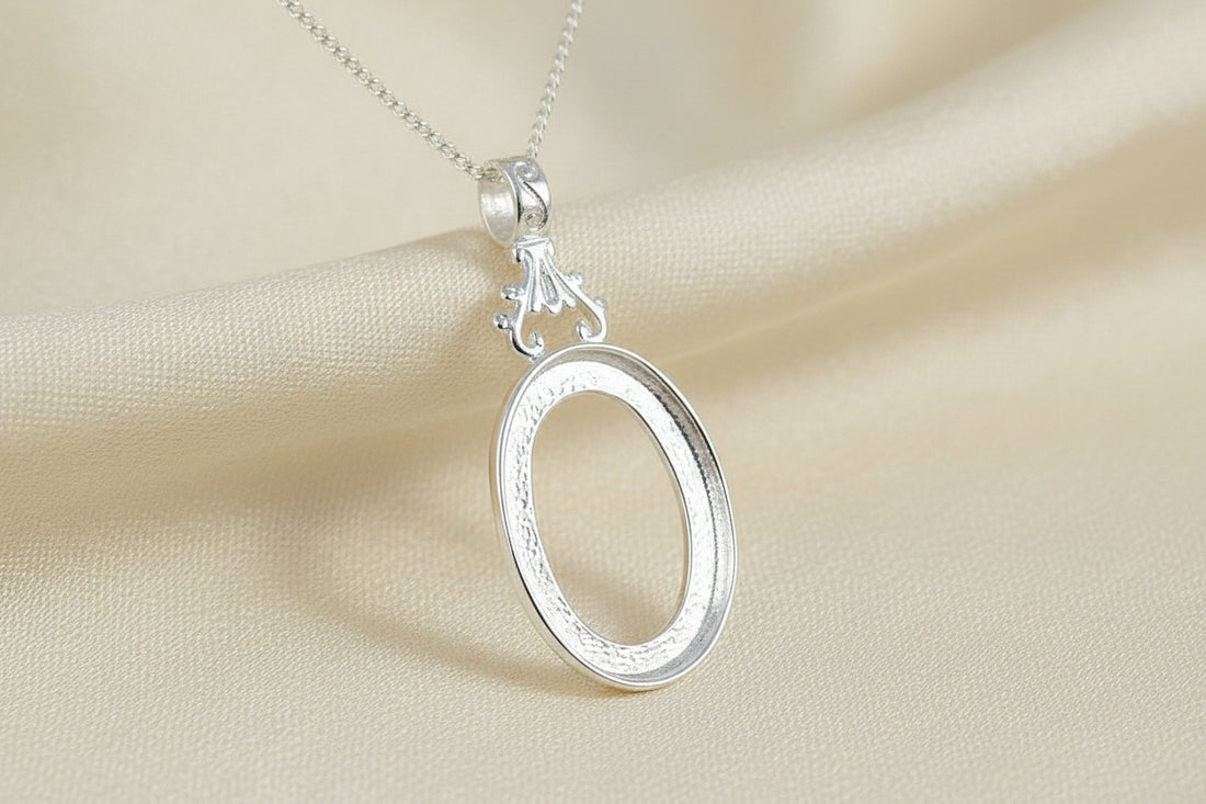 double sided silver pendant setting