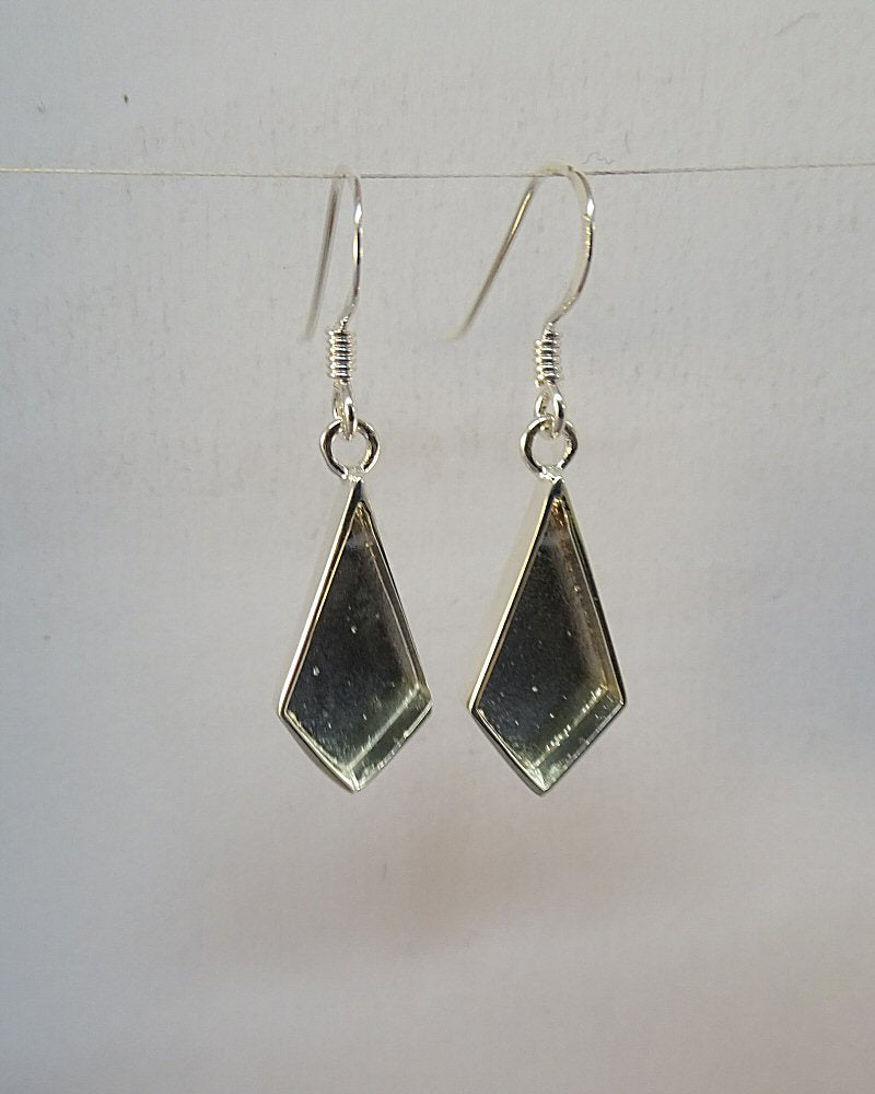 Solid silver kite shape drop earrings for stones or resin