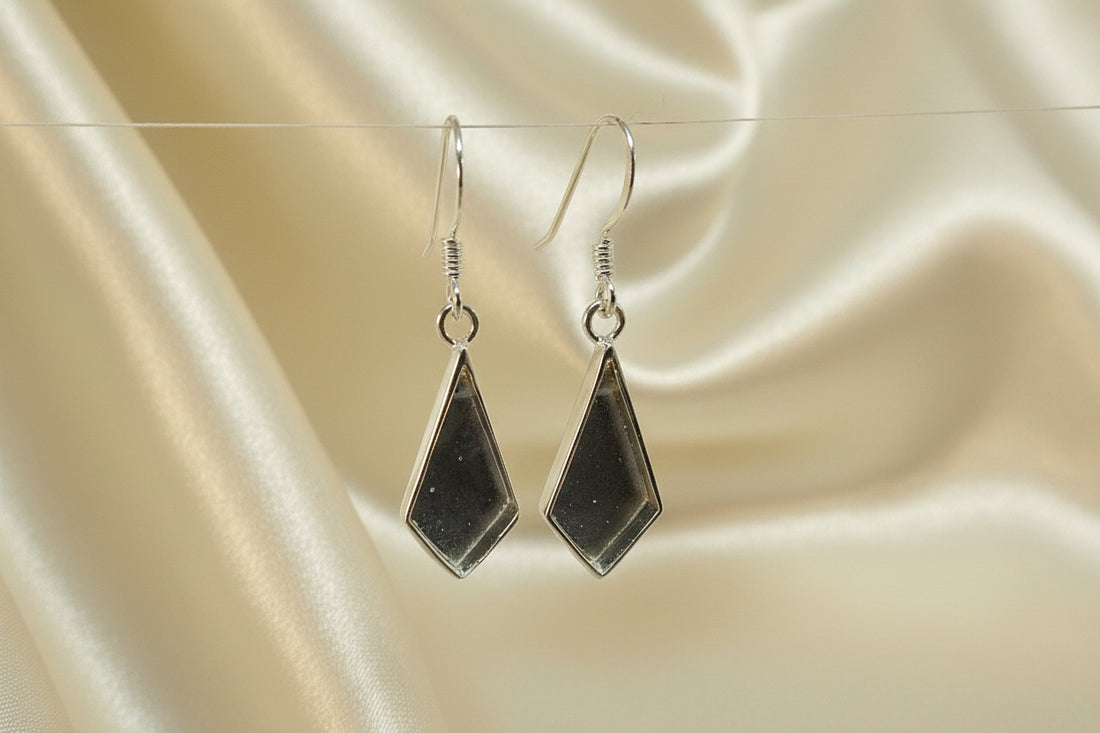 Solid silver kite shape drop earrings for stones or resin