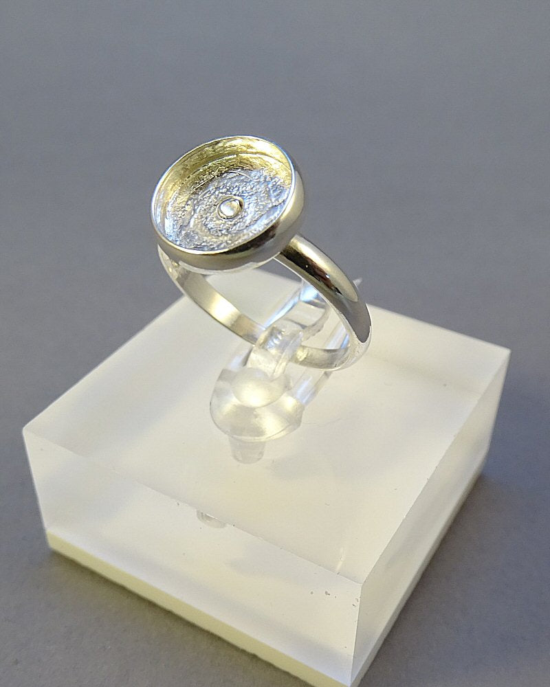 Silver Ring Setting With Bezel For 10mm Stone Or Resin
