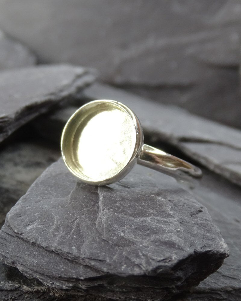 Silver Ring Setting With Bezel For 10mm Stone Or Resin