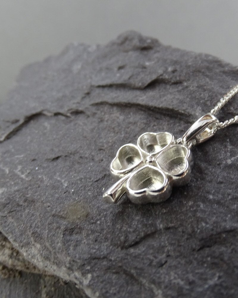 Solid Silver Four Leaf Clover Pendant Mount For Resin