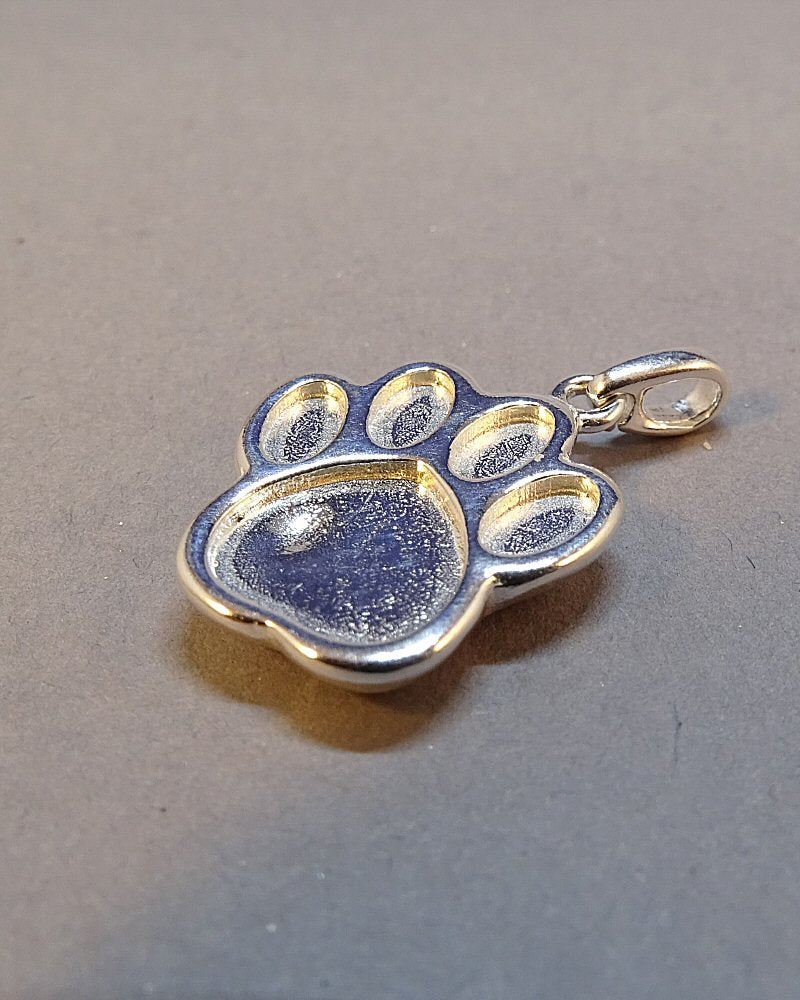 Solid Silver Dog Paw Pendant Blank Suitable For Resin