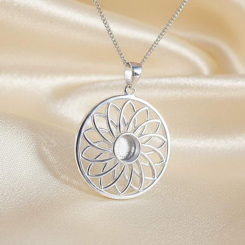 silver pendant for resin o 6mm cabochon