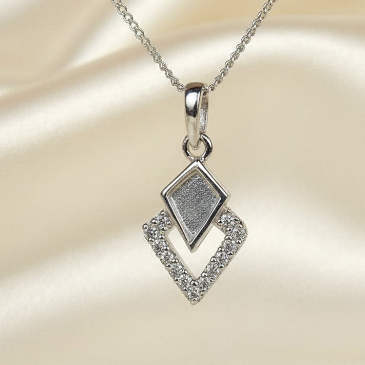 Silver kite shape pendant blank with cz for resin